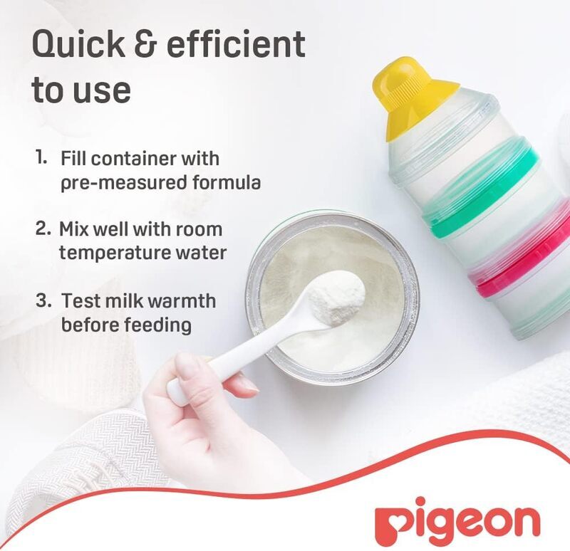 Pigeon 3-Compartment Lightweight BPA-Free Powder Milk Container, Multicolour