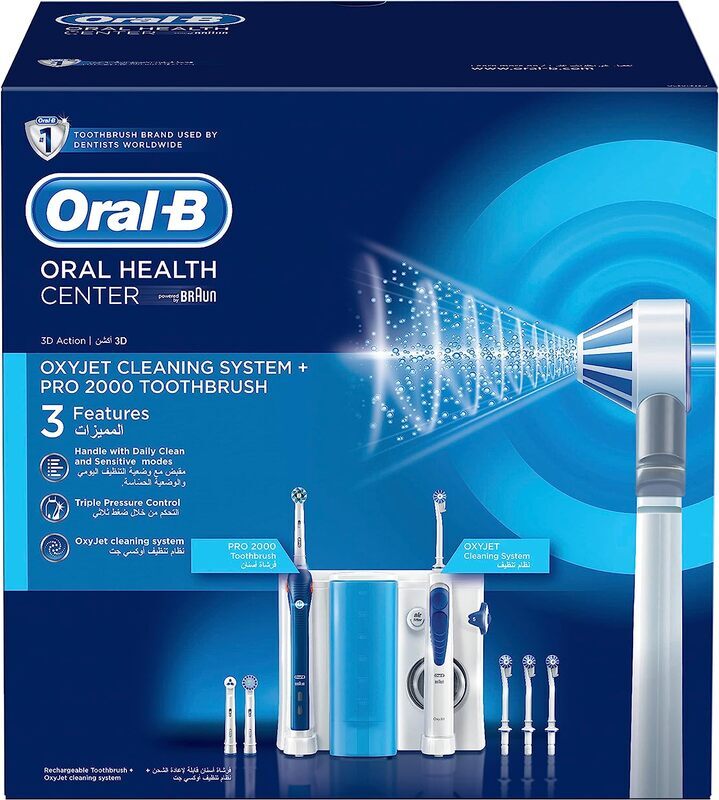 Oral B Oral Health Center Oxyjet Cleaning System + Pro 2000 Electric Toothbrush, 1 Piece