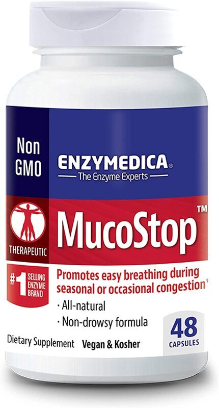 Enzymedica Mucostop Dietary Supplement, 48 Capsules