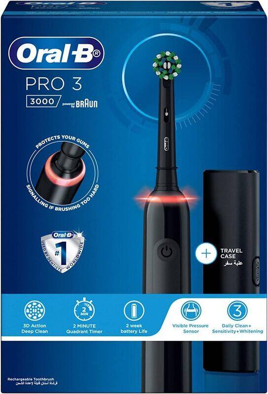 

Oral B Pro Clean 3 3000 Electric Toothbrush with Travel Case Black Colour Rechargeable, 560g