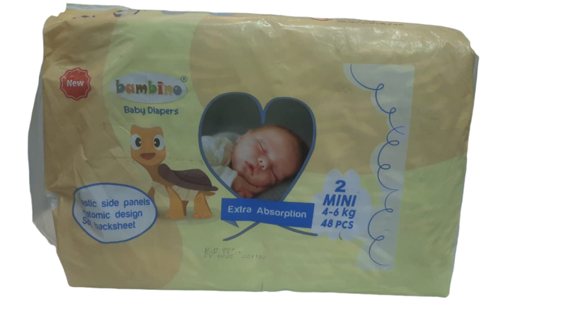 

Bambino Bambiino Baby Diapers Mini Size 2 (4-6 Kg ) 48 Pcs