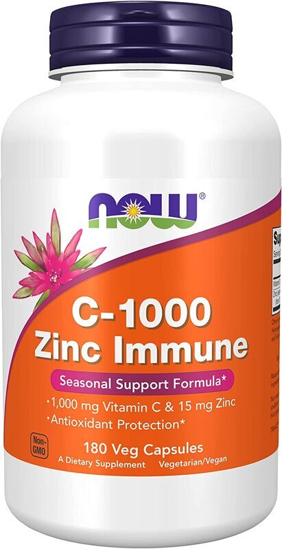 Now C-1000 & Zinc Immune Supplement, 180 Capsules