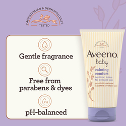 Aveeno 150ml Baby Calming Comfort Bedtime Lotion with Natural Oat Extract & Gentle Lavender Scent