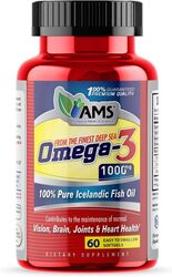 AMS Omega 3 100% Pure Icelandic Fish Oil, 1000mg, 60 Softgels