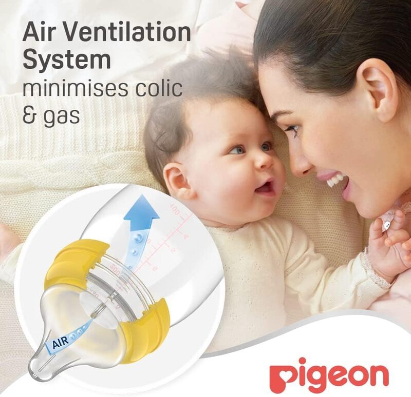 Pigeon Softouch Peristaltic Plus Wide Neck Silicone Nipple SS, 0+ Months, Clear