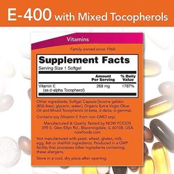 Now Foods E-400 Mixed Tocopherols & Selenium, 100 Soft gels