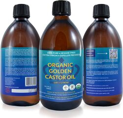 QUEEN OF THE THRONES Organic Golden Castor Oil - 500mL (16.91 Fl Oz (Pack of 1)), 100% Pure & Expeller Pressed for Hair, Skin & Digestion, Hexane Free, USDA Certified