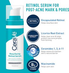 CeraVe Skin Care Set for Acne Treatment with Face Wash with Benzoyl Peroxide, Retinol Serum, AM Face Moisturizer with SPF & PM Face Moisturizer,5oz Cleanser, 1oz Serum,  2oz AM Lotion, 2oz PM Lotion