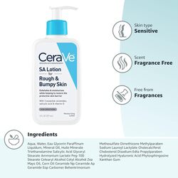 CeraVe SA Lotion for Rough & Bumpy Skin, Vitamin D, Hyaluronic Acid, Lactic Acid & Salicylic Acid Lotion, Fragrance Free & Allergy Tested, 8 Ounce