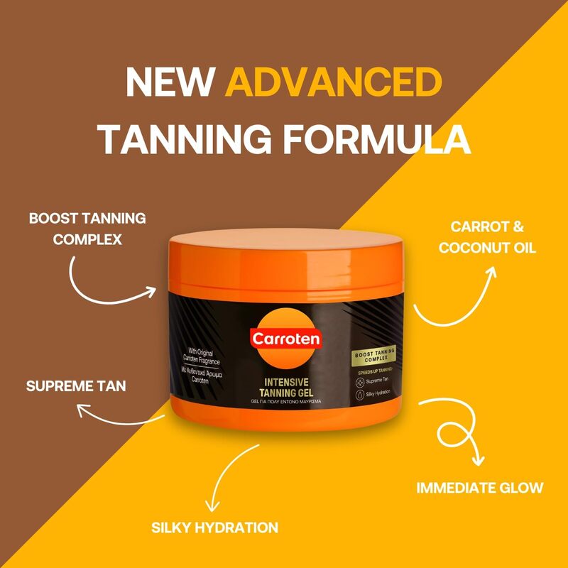 Carroten Intensive Tanning Gel SPF0 - Exceptional, Rich, and Instant Tanning Result - with Sesame Oil and Calendula Extract, 150 ML