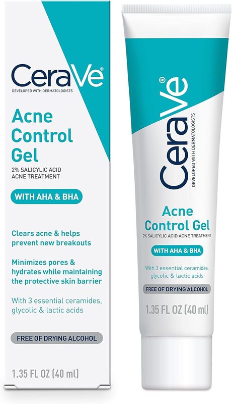 

CeraVe Salicylic Acid Acne Treatment with Glycolic Acid and Lactic Acid, AHA and BHA Acne Gel for Face to Control and Clear Breakouts, Oil Free, Parab