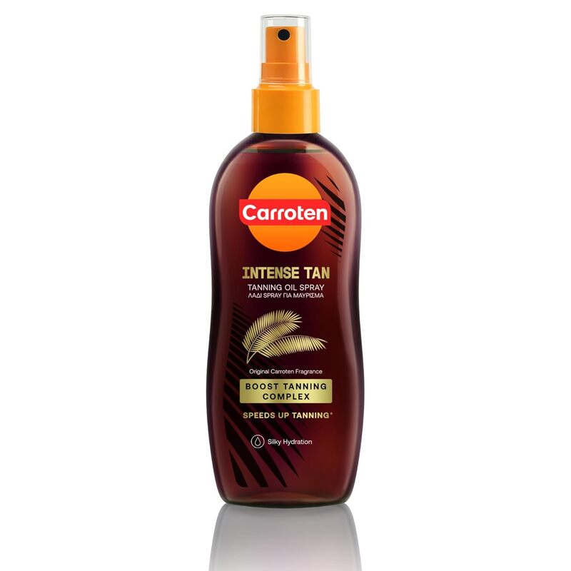 Carroten Intensive Tanning Oil Spray SPF0 150ml - Tanning Oil With Carrot, Coconut, Black Walnut And Sunflower Oils - Contains Vitamins A & E