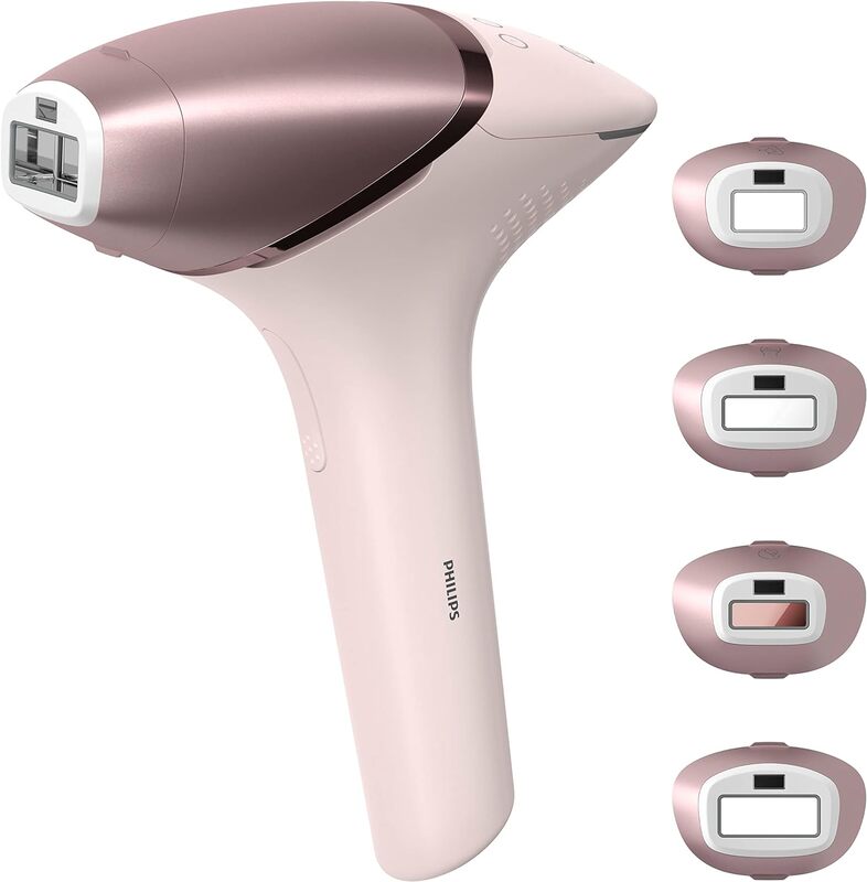 Philips Lumea IPL, Hair Removal, 9000 Series, SenseIQ Technology, 4 Attachments, Face, Body, Bikini, Underarm, Cordless Use, BRI958/60, Rose Gold