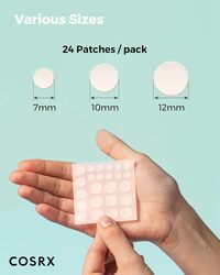 COSRX Acne Pimple Patch Absorbing Hydrocolloid Original 3 Size Patches for Blemishes and Zits Cover, Spot Stickers for Face and Body, Not Tested on Animals, 24 count