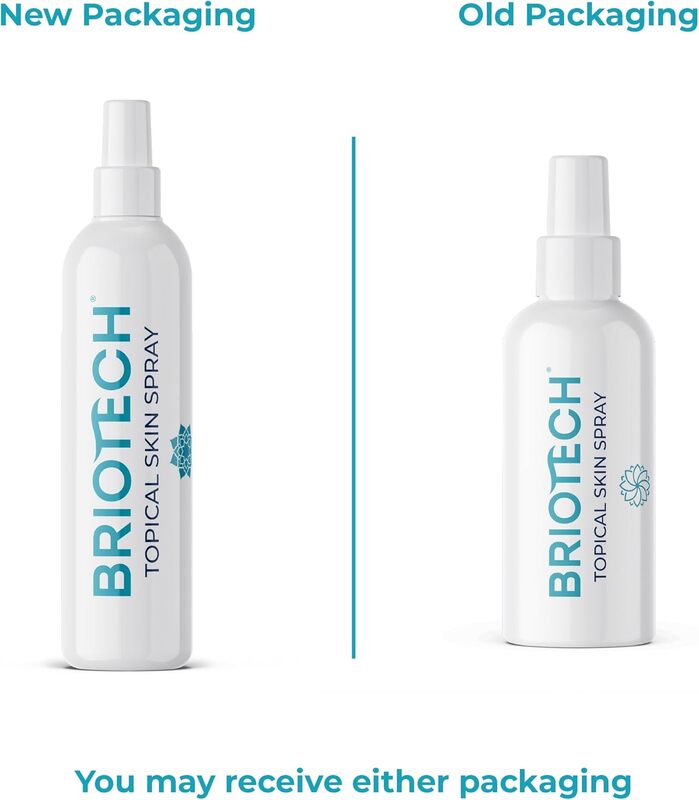 BRIOTECH Topical Skin Spray, Hypochlorous Acid Spray for Body & Face, Eyelid Cleanser, HOCl Facial Mist, Support Against Irritation, Calm Redness, Soothe Foot & Scalp, Packaging May Vary, 3.4 oz, 1 ct