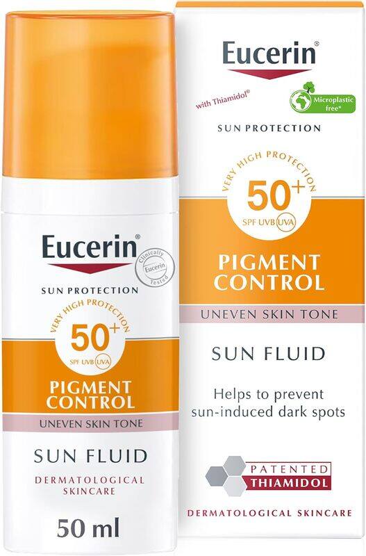 

Eucerin Face Sunscreen Even Pigment Perfector Pigment Control Sun Fluid with Thiamidol, High UVA/UVB Protection, SPF50+, Reduces Pigment Spots for Une