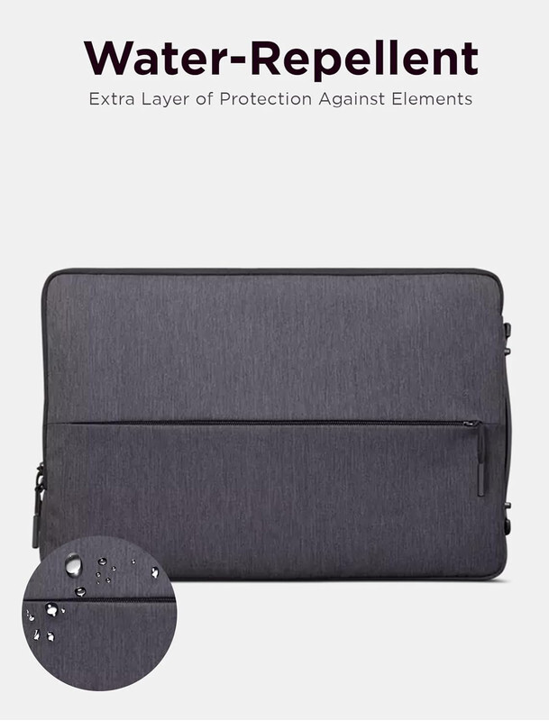 Lenovo Urban Laptop Sleeve for 13" Notebook, Water Resistant, Soft Padded Compartments, Accessory Storage, Reinforced Rubber Corners, Extendable Handle, GX40Z50940, Charcoal Grey