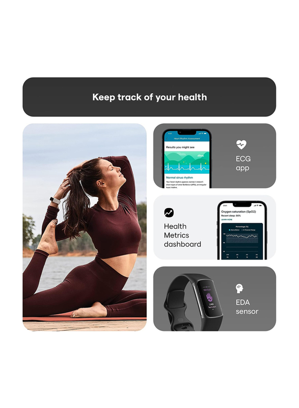 Fitbit Charge 5 - 1.04-Inch Fitness Tracker with 6 Months Premium Membership Included, GPS, Graphite