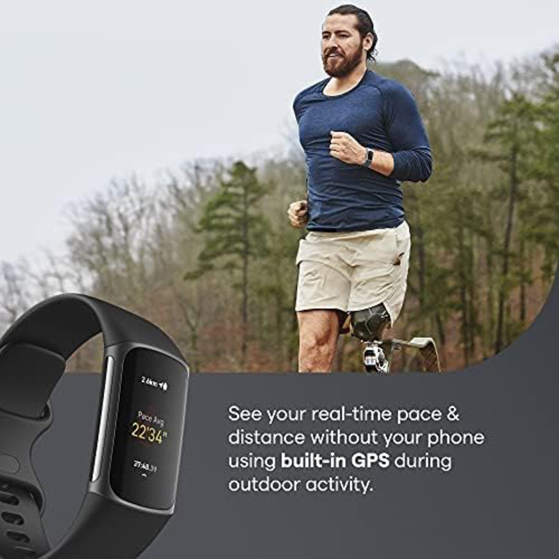 Fitbit Charge 5 - 1.04-Inch Fitness Tracker with Extra Strap, GPS, FB421BKBK-EUBNDL, Black/White