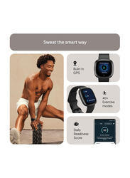 Fitbit Versa 4 - 1.34-Inch Smartwatch with Sports Strap Bundle, GPS, FB523BKBK-EUBNDL, Black/Blue