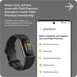 Fitbit Charge 5 - 1.04-Inch Fitness Tracker with 6 Months Premium Membership Included, GPS, Graphite