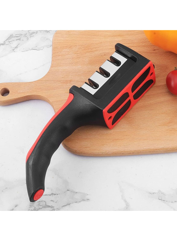 MMG 3-in-1 Knife Sharpener with 3 Stages, Black/Red