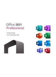 Microsoft Office 2021 Professional with Teams Lifetime Subscription for Windows, Multicolour