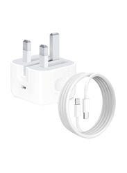 MMG Wall Fast Charger with 1-Meter USB Type-C to Lightning Cable, White