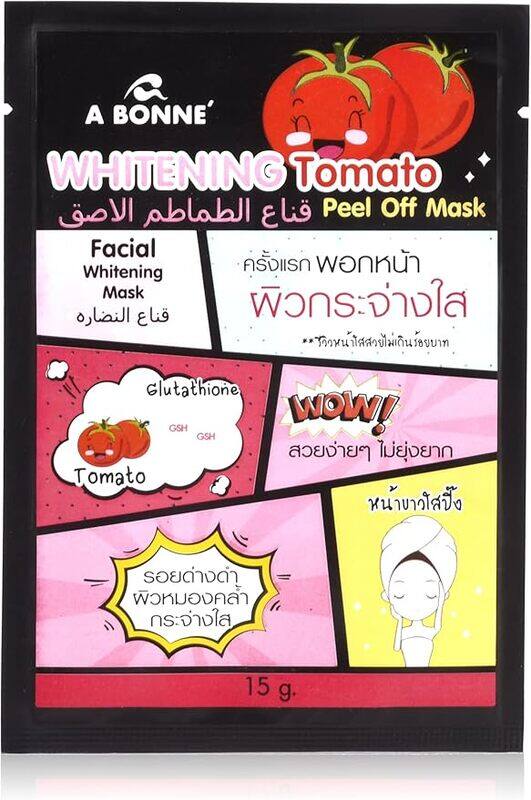 

A Bonne Whitening Tomato Peel Off Mask 15g , Skin Brightening, Anti Aging, Hydrating Facial Treatment, Natural Ingredients, Deep Cleansing