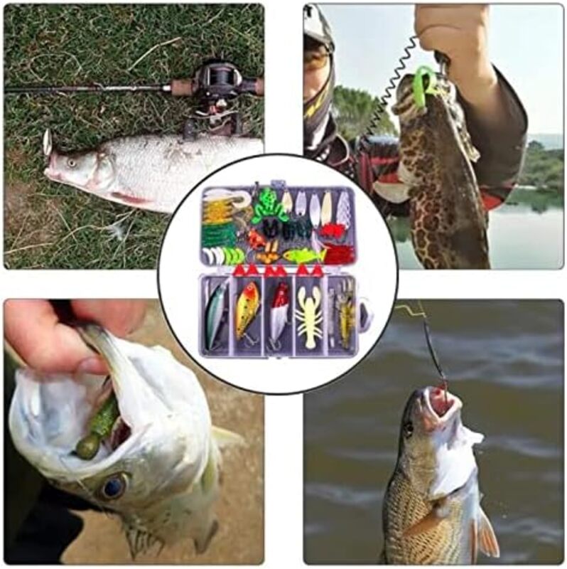 77Pcs Fishing Lures Kit, Bait Tackle Kit for Freshwater, Fishing