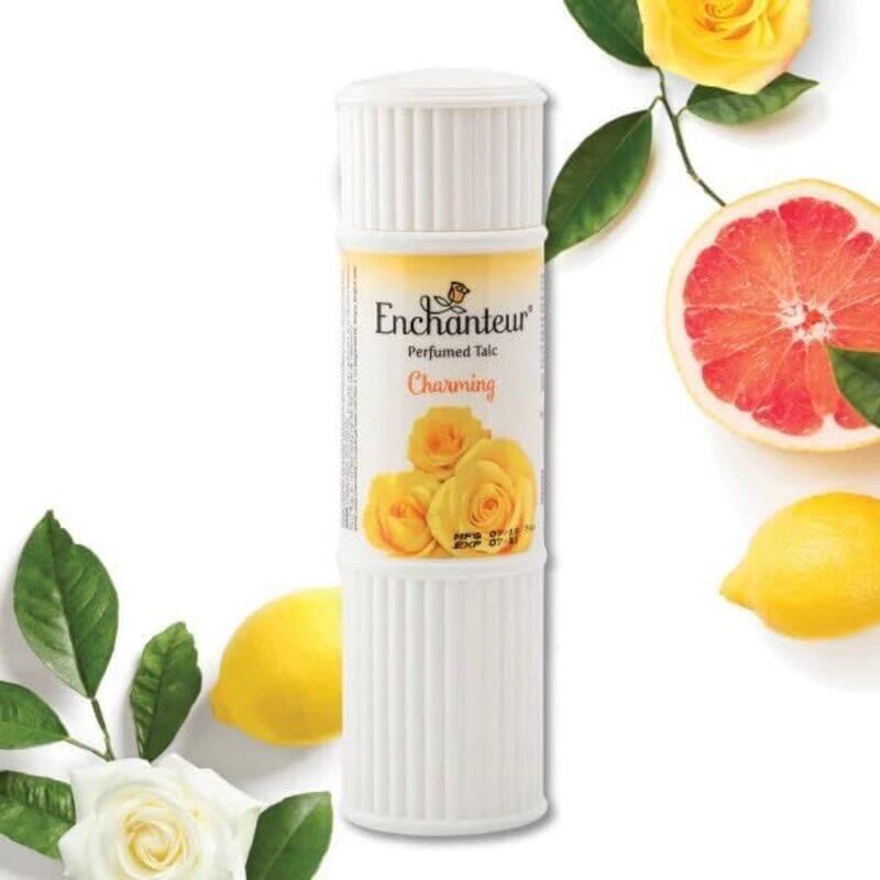

Enchanteur Charming Perfumed Talcum Powder for Women Floral French Fragrance, 125g Long Lasting Freshness and Soft Skin Care