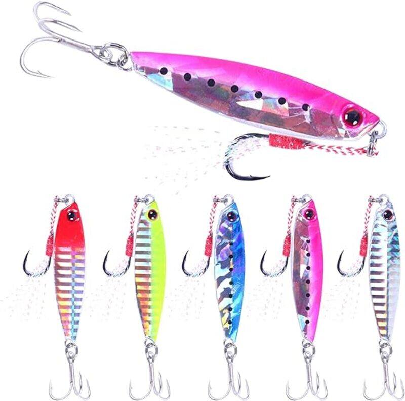 

Generic Fishing Jigs Saltwater Fishing Lures with Assist Hooks, Slow Pitch Jigs, 5pcs Fishing Lures Saltwater Jigs Spoon Lures for Bass,Trout,Tuna,Sailfish,Gr