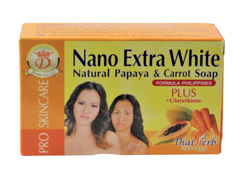 

Gold Nano Extra White Natural Papaya & Carrot Soap Plus Glutathione