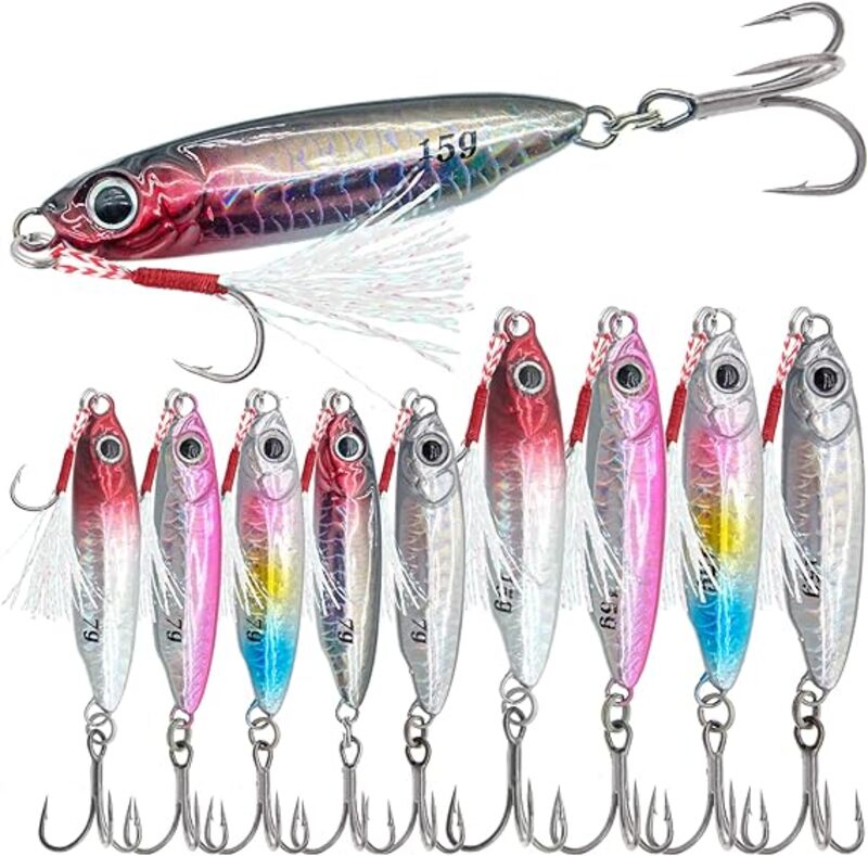 Metal Fishing Spoons Lures Hardbaits, Spinner Blade Bait Long Casting 3D  Eyes Treble Hook VIB Swimbait Bass Walleye Fishing jigs for Freshwater  Saltwater