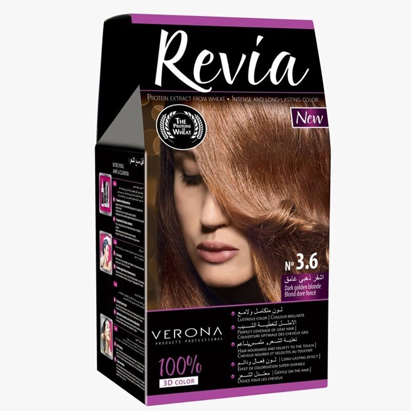 

Revia Permanent 3D Hair Color NO. 3.6, Dark Golden Blonde