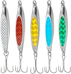 21 gm,Fishing Lure Set, 5 Pcs Metal Hooks, Lure Sequins Spoons