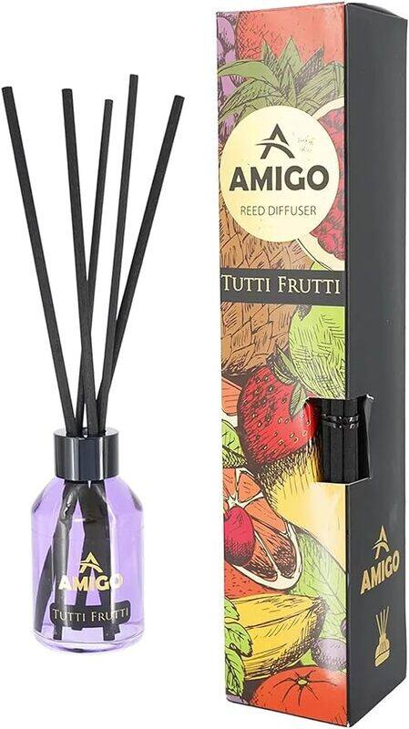 

Genric Amigo Reed Diffuser, Tutti Fruity Scent, 110ml, Long Lasting Home Fragrance