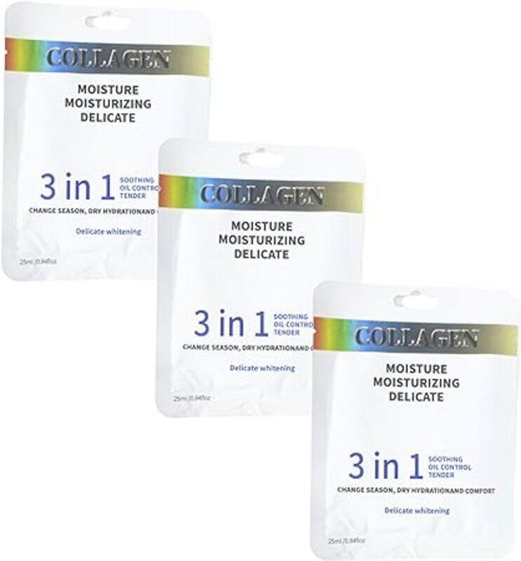 

Generic Collagen 3 in 1 Moisture & Soothing Facial Mask, Delicate Whitening Formula, 25ml, 0.84 fl oz, pack of 3