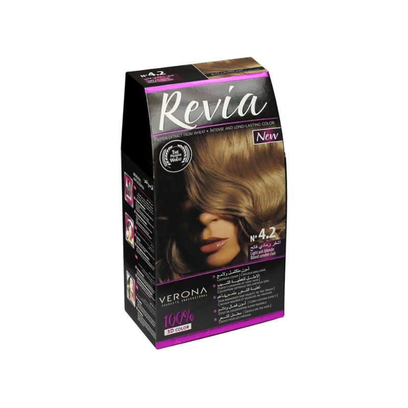 

Revia Permanent 3D Hair Color NO. 4.2, Light Ash Blonde