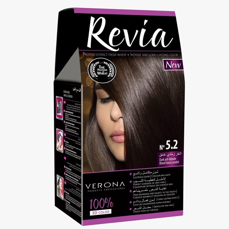 

Revia Permanent 3D Hair Color NO. 5.2, Dark Ash Blonde