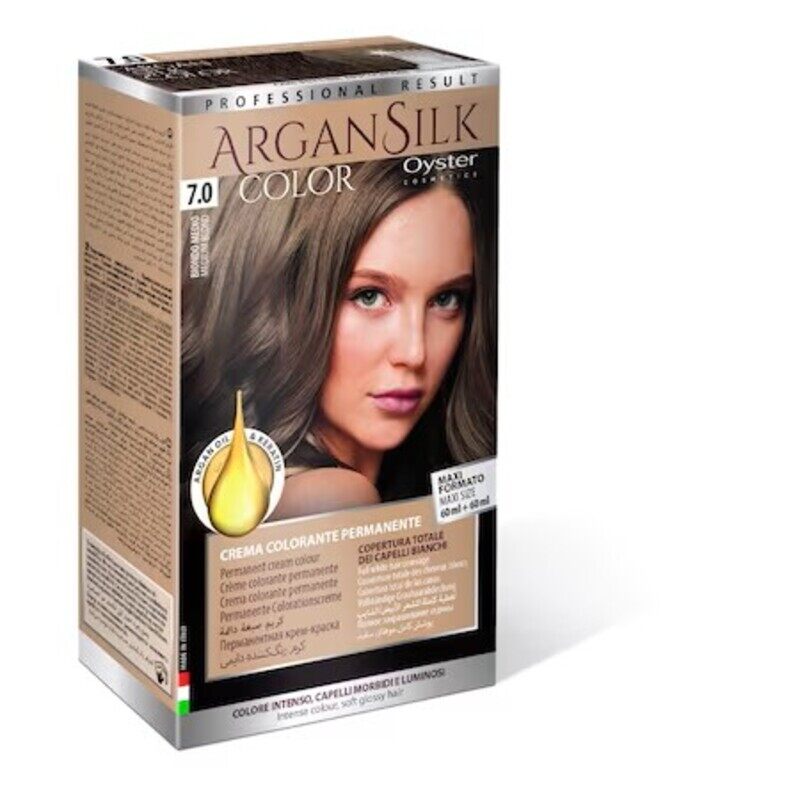 

Argan Silk hair color by Oyster Cosmetics Permanent hair dye , 7.0 Blond Medium