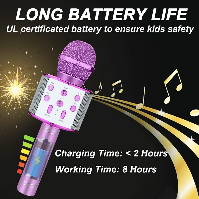 Kids Toys Karaoke Microphone, Microphone for Kids Toddler Microphone,Wireless Bluetooth Karaoke Mic for Children Singing,Birthday Gifts for 3+Year Old Boys Girls