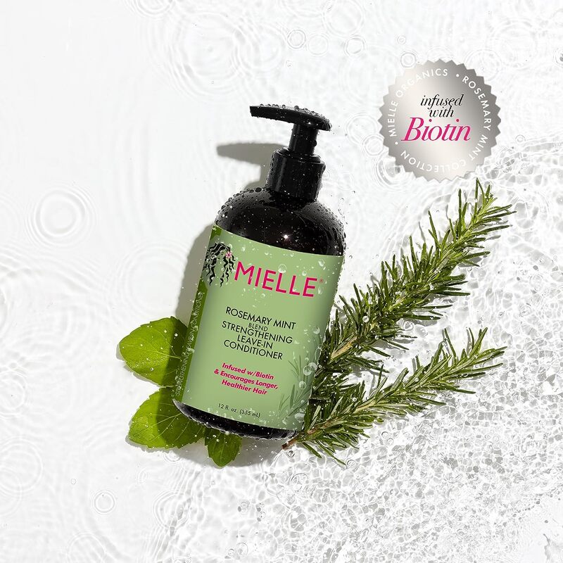 Mielle Organics Rosemary Mint Strengthening Leave-In Conditioner, Supports Hair Strength, Smooth Conditioner for Dry and Crinkled Hair, Weightless Hair Treatment