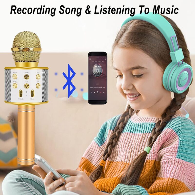 Kids Toys Karaoke Microphone, Microphone for Kids Toddler Microphone,Wireless Bluetooth Karaoke Mic for Children Singing,Birthday Gifts for 3+Year Old Boys Girls