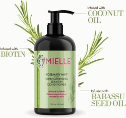 Mielle Organics Rosemary Mint Strengthening Leave-In Conditioner, Supports Hair Strength, Smooth Conditioner for Dry and Crinkled Hair, Weightless Hair Treatment