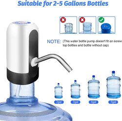 Water Bottle Pump, USB Charging Portable Electric Water Pump for for for 2-5 Gallon Jugs USB Charging Portable Water Dispenser for Office, Home, Camping, Kitchen