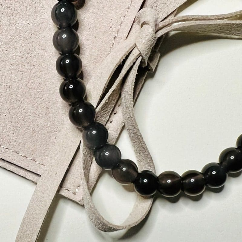 Petite Obsidian Stretch Bead Crystal Bracelet