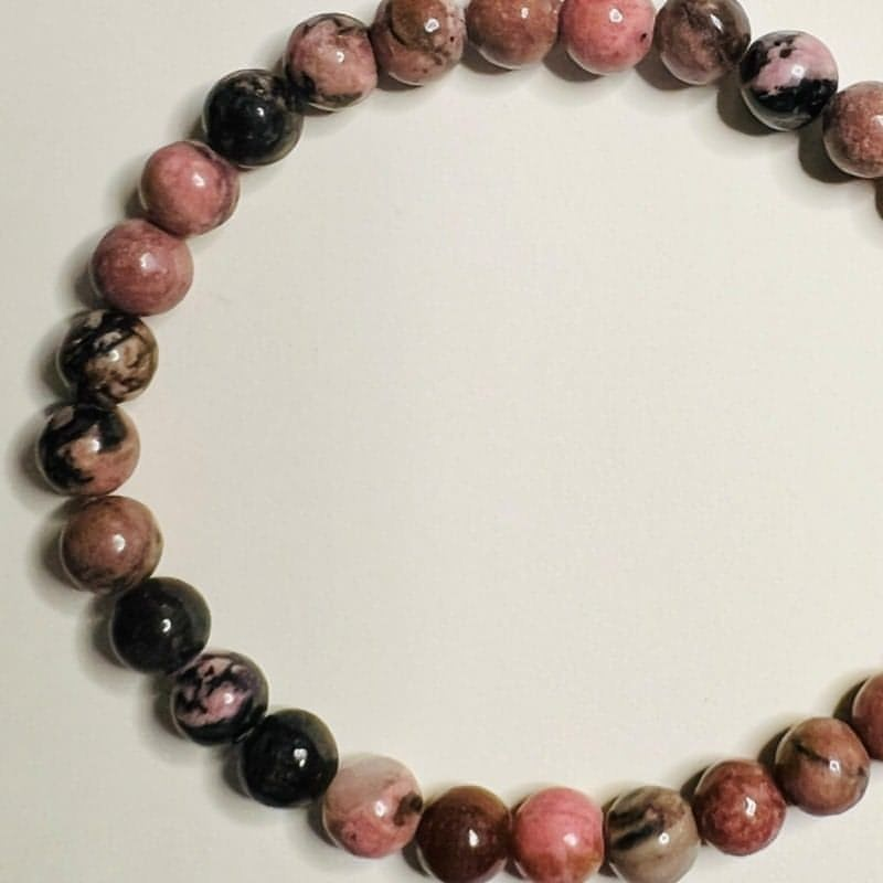 Petite Rhodonite Stretch Bead Crystal Bracelet