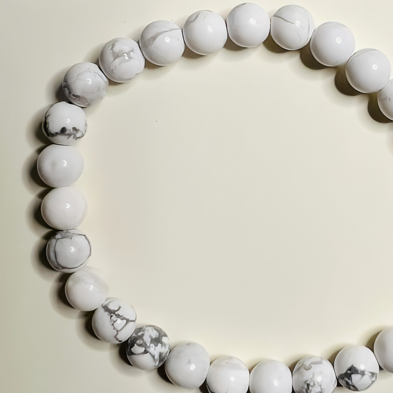 Petite Howlite Stretch Bead Crystal Bracelet