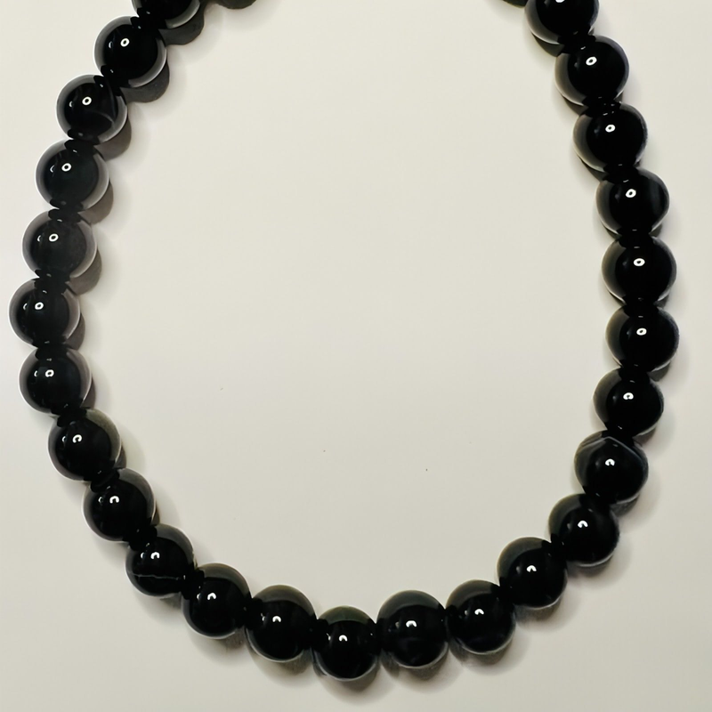 Petite Black Onyx Stretch Bead Crystal Bracelet